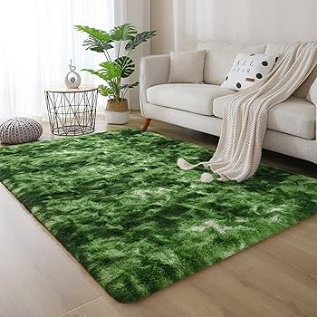 Amazon.com: DweIke Fluffy Dark Green Rugs for Bedroom Living Room